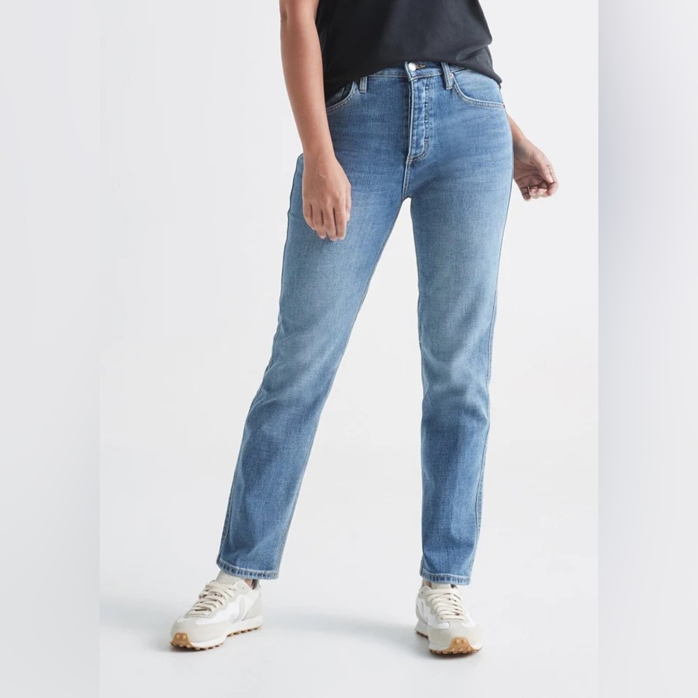 Duer Midweight Denim High Rise Straight (Button Fly) - Medium Blue - Picture 2 of 8